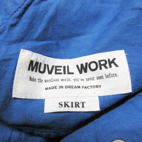 myu veil Work MUVEIL WORK skirt corduroy tight Mini stretch ribbon small size 34 blue blue /CK9 * lady's 