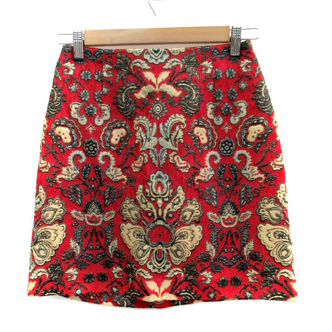 リリーブラウン Lily Brown 台形スカート ミニ丈 刺繍 1 マルチカラー 赤 レッド ベージュ /SM19 レディース_画像1
