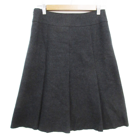  Reflect Reflect pleated skirt mi leak height wool total pattern 9 charcoal gray /FF43 lady's 
