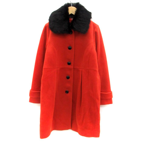  Pour La Frime pour la frime turn-down collar coat no color coat long height fur 2way S orange black black /HO3 lady's 