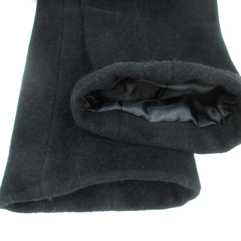 インディヴィ INDIVI コート ショート丈 オープンカラー ウール アンゴラ シングルボタン リボン付き 40 黒 ブラック /FF6 レディース_画像5
