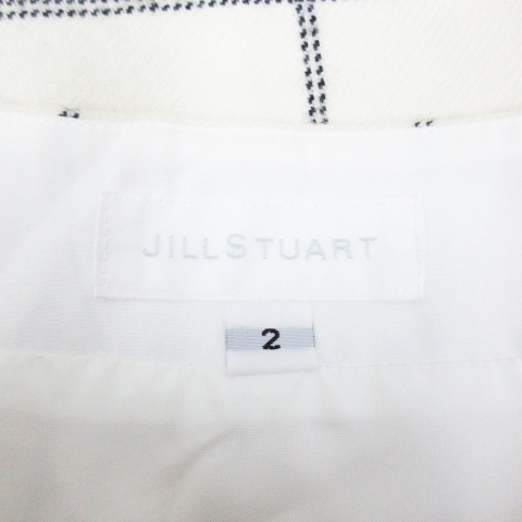 ジルスチュアート JILL STUART 台形スカート ミニ丈 ウール ウィンドウペン柄 2 アイボリー 黒 ブラック /FF23 レディース_画像6