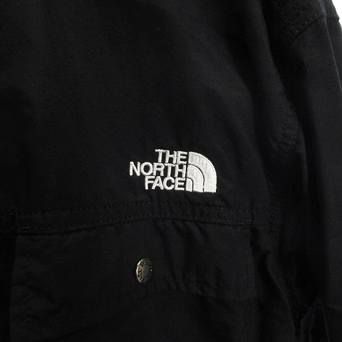 ザノースフェイス THE NORTH FACE 美品 20年製 L/S Nuptse Shirt シャツ 長袖 ナイロン フロントボタン ロゴ 刺繍 NR11961 黒 ブラック S_画像6