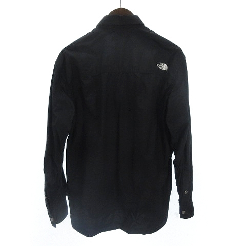 ザノースフェイス THE NORTH FACE 美品 20年製 L/S Nuptse Shirt シャツ 長袖 ナイロン フロントボタン ロゴ 刺繍 NR11961 黒 ブラック S_画像2