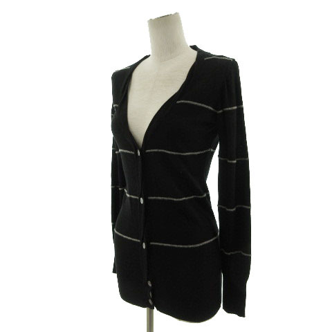  black bai Moussy BLACK by moussy cardigan knitted long sleeve border black black gray lame F lady's 