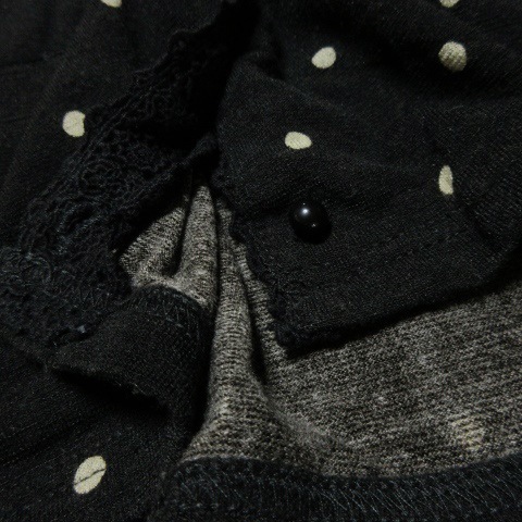  Rosebullet rosebullet cardigan knitted V neck long sleeve stretch race wool Like dot 2 black black /CK7 lady's 