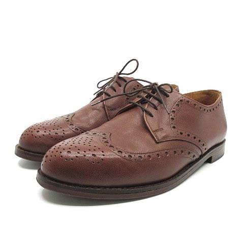  Hugo Boss HUGO BOSS type pushed . leather Wing chip business shoes out feather Brown 7 approximately 26cm men's 
