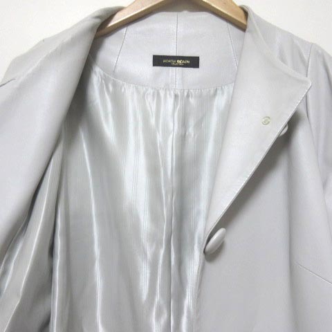  North beach NORTH BEACH collection leather coat mok neck light gray middle height IBO30 X 1218 lady's 