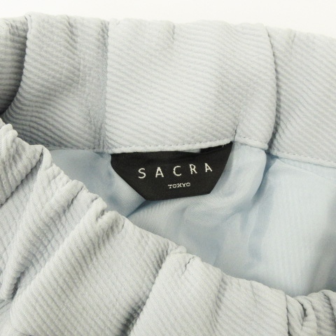 サクラ SACRA タック スカート ひざ丈 フレア イージー 水色 ライトブルー 36 ボトムス ■SM0 レディース_画像4