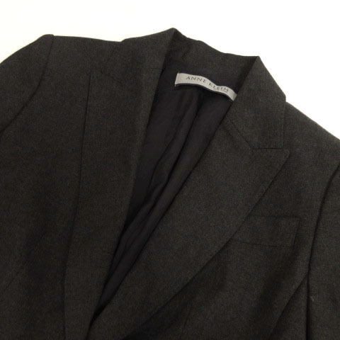 アンクライン ANNE KLEIN スーツ パンツスーツ ジャケット ピークドラペル シングル 1B パンツ ウール混 日本製 グレー 5_画像3