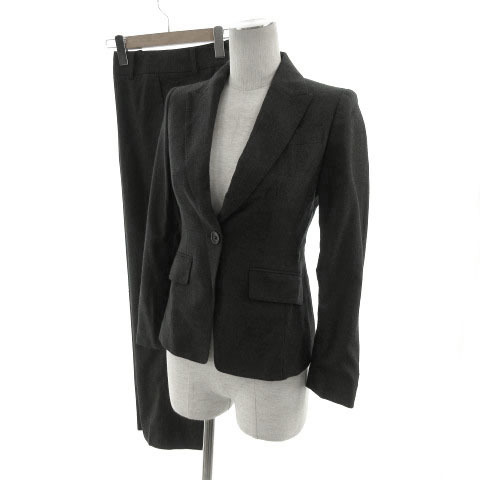 アンクライン ANNE KLEIN スーツ パンツスーツ ジャケット ピークドラペル シングル 1B パンツ ウール混 日本製 グレー 5_画像1