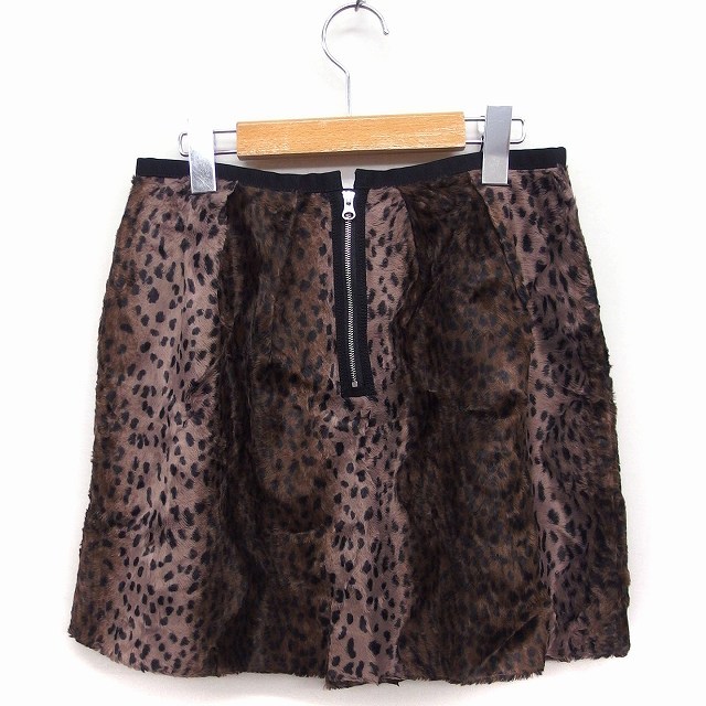  McAfee MACPHEE Tomorrowland tuck flair юбка Mini леопардовая расцветка Leopard рисунок искусственный мех 38 Brown чай /FT11reti-