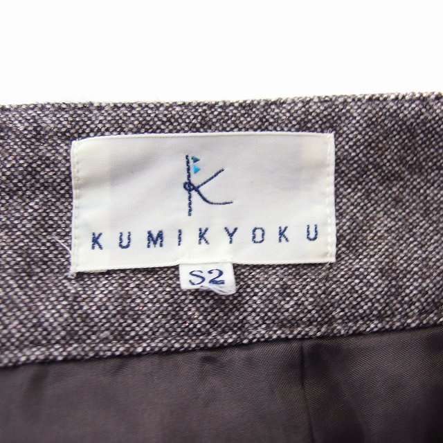 クミキョク 組曲 KUMIKYOKU ハーフパンツ ショートパンツ ロールアップ ツイード ウール S2 グレー /FT48 レディース_画像3