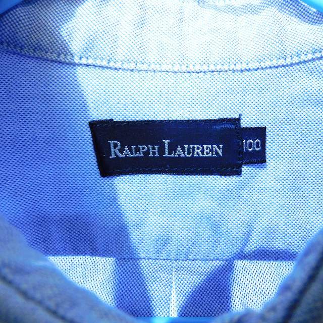  Ralph Lauren RALPH LAUREN button down shirt long sleeve Denim style cotton Logo embroidery plain 100 light blue light blue tops child clothes Kids 