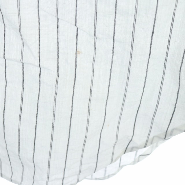 フローレント FLORENT ノーカラーシャツ 半袖 ストライプ コットン リネン混 比翼仕立て 00 白 グレー ホワイト /AA ■OS レディースの画像6