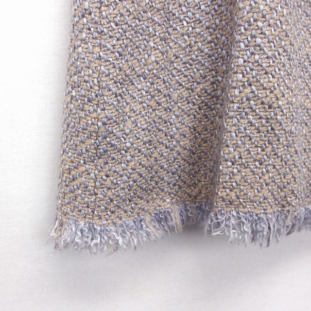  Ballsey BALLSEY Tomorrowland LAP skirt pcs shape knees under tweed knitted fringe wool .36 dark beige /HT13 lady's 