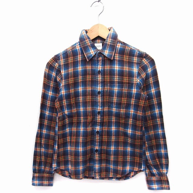 Ships SHIPS check pattern flannel shirt long sleeve cotton cotton S blue blue /FT47 lady's 