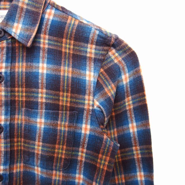  Ships SHIPS check pattern flannel shirt long sleeve cotton cotton S blue blue /FT47 lady's 