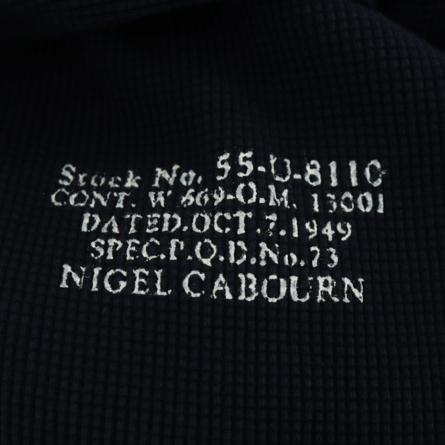 ナイジェルケーボン NIGEL CABOURN 1940s U.S. ARMY HIGH DENSITY WAFFLE カットソー プルオーバー Tシャツ 長袖 46 紺 ネイビー_画像3