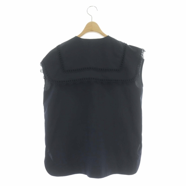 ヨリ yori SHIROCON ループ刺繍 セーラーブラウス プルオーバー ラウンドへム ノースリーブ 38 紺 ネイビー /HS ■OS レディース_画像2