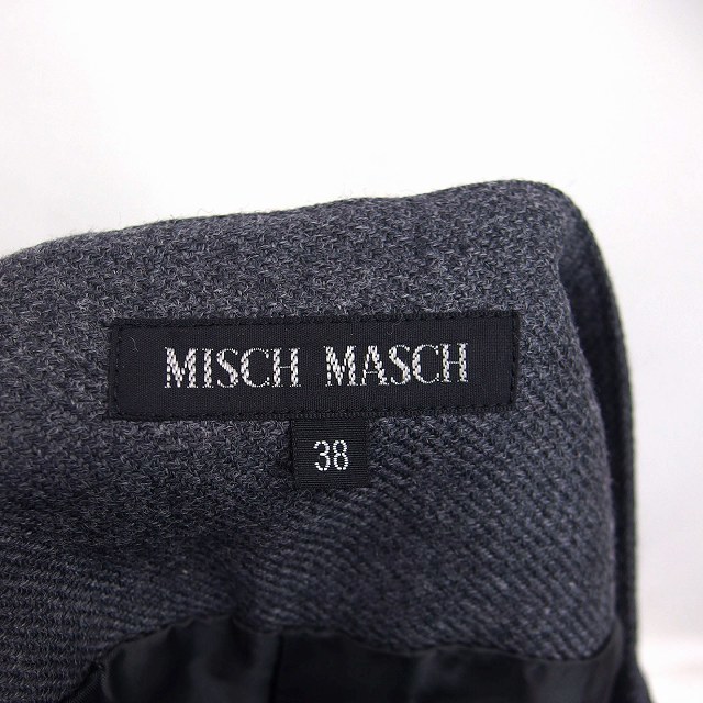 ミッシュマッシュ MISCH MASCH キュロット プリーツ 総柄 飾りボタン ウール 毛 38 グレー 灰 /HT19 レディース_画像3