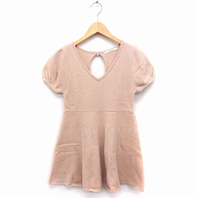  Snidel snidel knitted One-piece Mini puff sleeve V neck plain Anne gola. wool F beige /FT5 lady's 