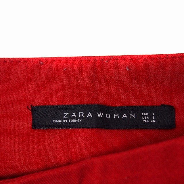 ザラウーマン ZARA WOMAN タック フレアスカート ミニ 無地 シンプル S レッド 赤 /FT38 レディース_画像3