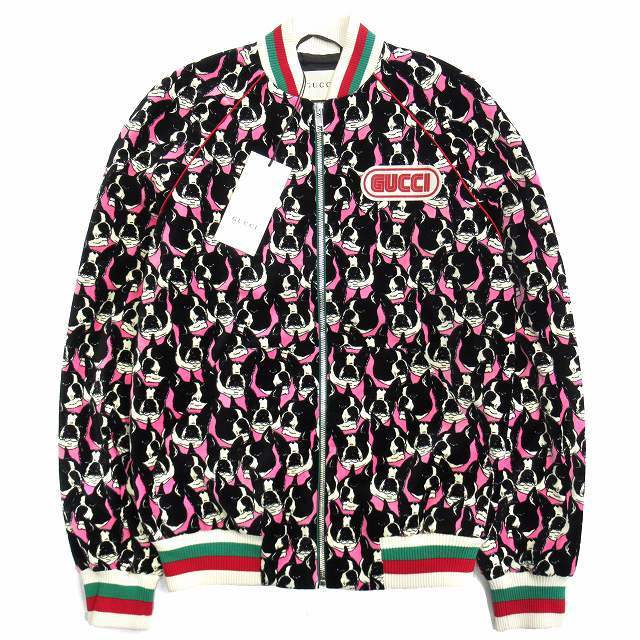 未使用品 18aw グッチ GUCCI ドッグ 犬 総柄 ベルベット ボンバー