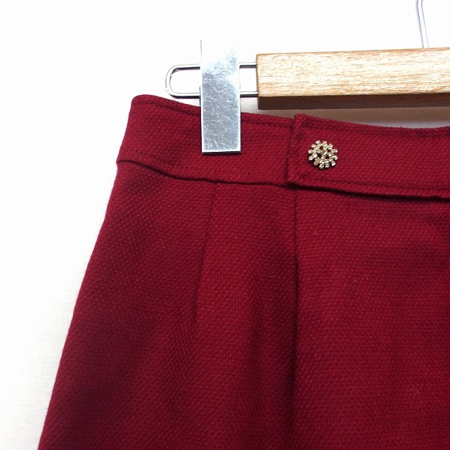 プロポーション ボディドレッシング PROPORTION BODY DRESSING 台形 スカート ミニ 飾りボタン タック ティアード 2 赤 /HT17 レディース_画像6
