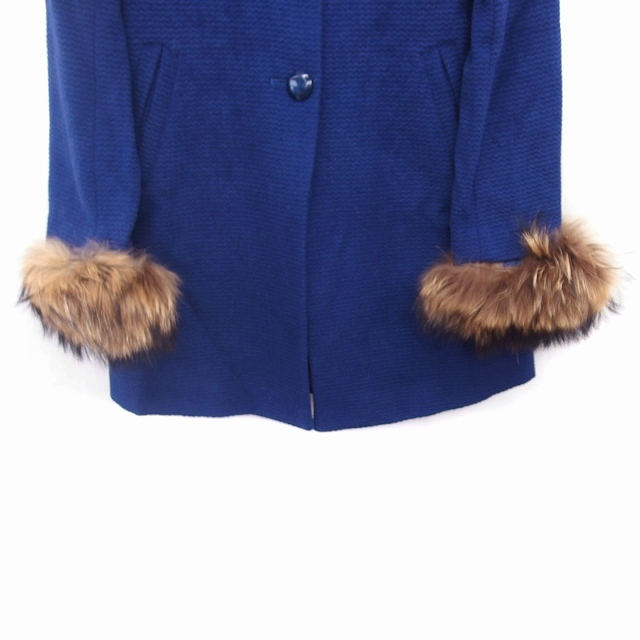  free zfre-zFREE\'S PHRASE coat outer fur middle height wool raccoon M blue blue /KT37 lady's 