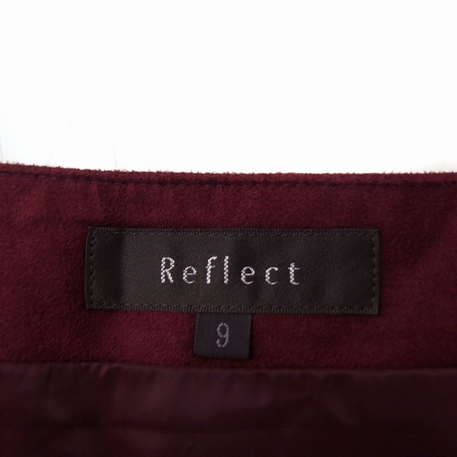 リフレクト Reflect フレアスカート ひざ下丈 無地 スエードタッチ 9 レッド 赤 /FT28 レディース_画像3