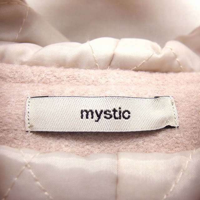 ミスティック mystic ダッフル コート アウター ショート レザー ウール混 無地 F アイボリー /NT8 レディース_画像3