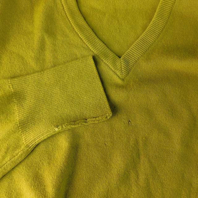  Christian Dior Christian Dior MONSIEUR вязаный свитер длинный рукав V шея шерсть одноцветный M желтый зеленый tops /TAY мужской 