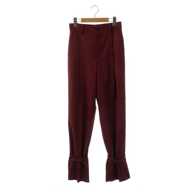 クラネ CLANE HEM SQUEEZ 2WAY PANTS パンツ ストレート センタープレス タック ジッパーフライ 1 ワインレッド /DO ■OS レディース_画像1