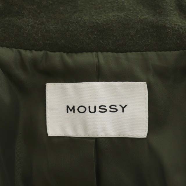 マウジー moussy STAND COLLAR COAT スタンドカラーコート アウター ロング ダブル ウール混 1 モスグリーン /HS ■OS レディース_画像3