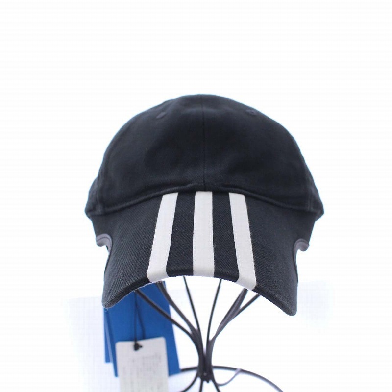 未使用品 バレンシアガ BALENCIAGA アディダス adidas 22SS 3ライン ベースボールキャップ 野球帽 帽子 ロゴ刺繍 S 55cm 黒 ブラック_画像2