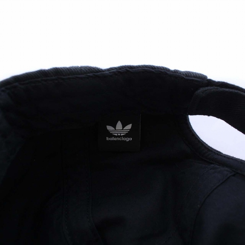 未使用品 バレンシアガ BALENCIAGA アディダス adidas 22SS 3ライン ベースボールキャップ 野球帽 帽子 ロゴ刺繍 S 55cm 黒 ブラック_画像7