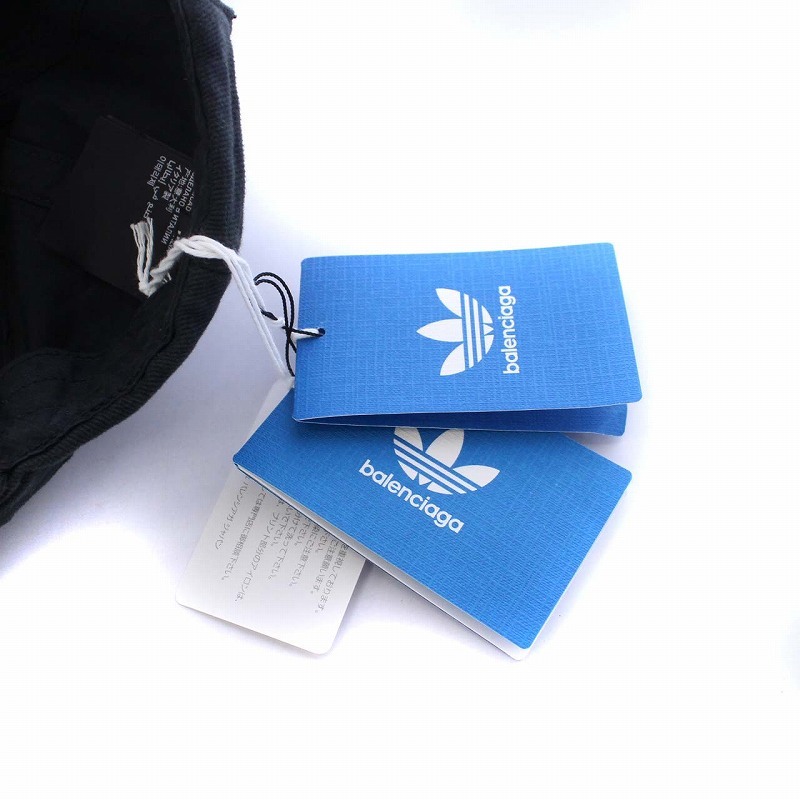 未使用品 バレンシアガ BALENCIAGA アディダス adidas 22SS 3ライン ベースボールキャップ 野球帽 帽子 ロゴ刺繍 S 55cm 黒 ブラック_画像8