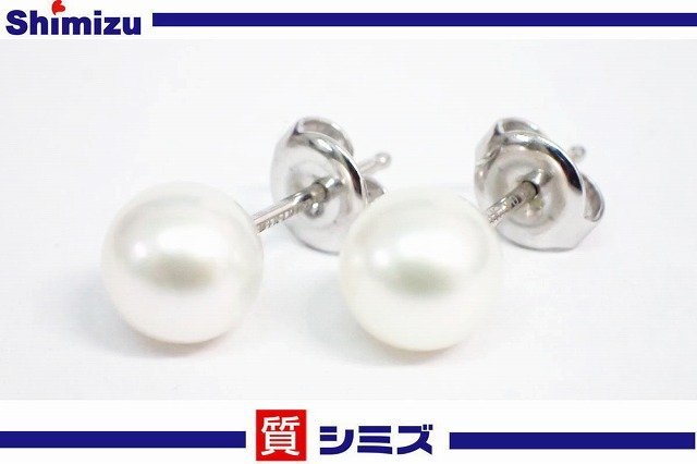 MIKIMOTO】極美品 ミキモト パール ピアス K18WG 7.1~7.2mm
