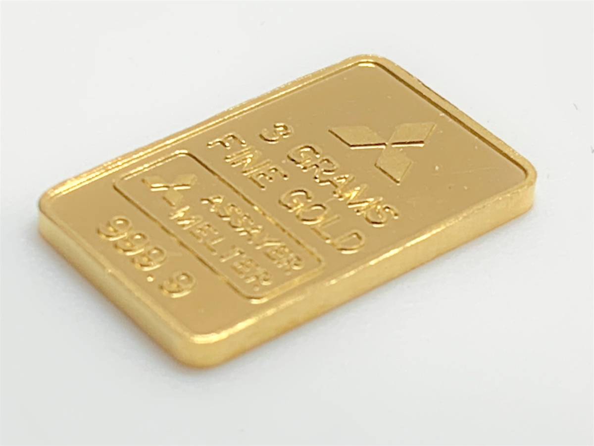 三菱 インゴット プレート 3g 999.9 K24 純金 FINE GOLD ゴールド 投資 店舗受取り可_画像5