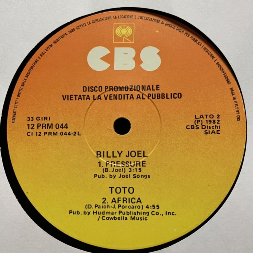 ◆Santana / Billy Joel / Toto / REO Speedwagon - Hold On / Pressure / Africa /Sweet Time ◆12inch イタリア盤promo_画像1