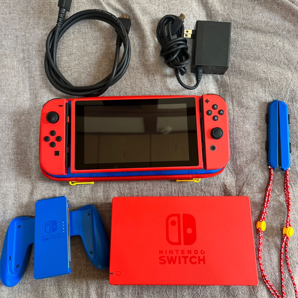 新型 ニンテンドースイッチ Nintendo Switch マリオレッド×ブルー セット 一式 全て 付属品 任天堂 本体