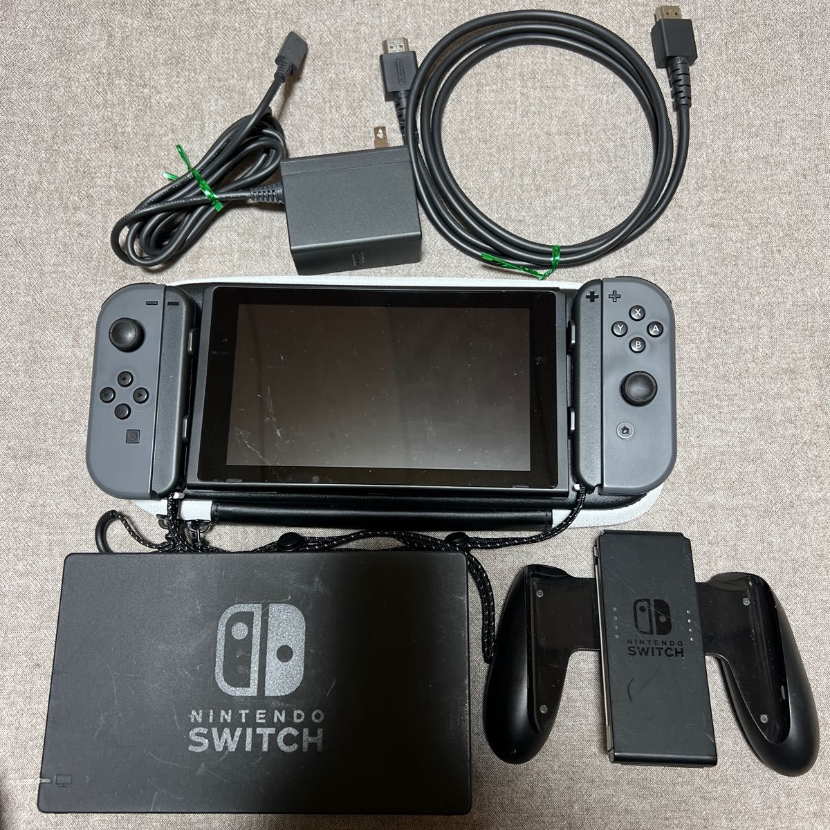 ニンテンドースイッチ Nintendo Switch 任天堂 グレー 本体 一式 セット 付属品全て 完品 美品 完全品 全部付き