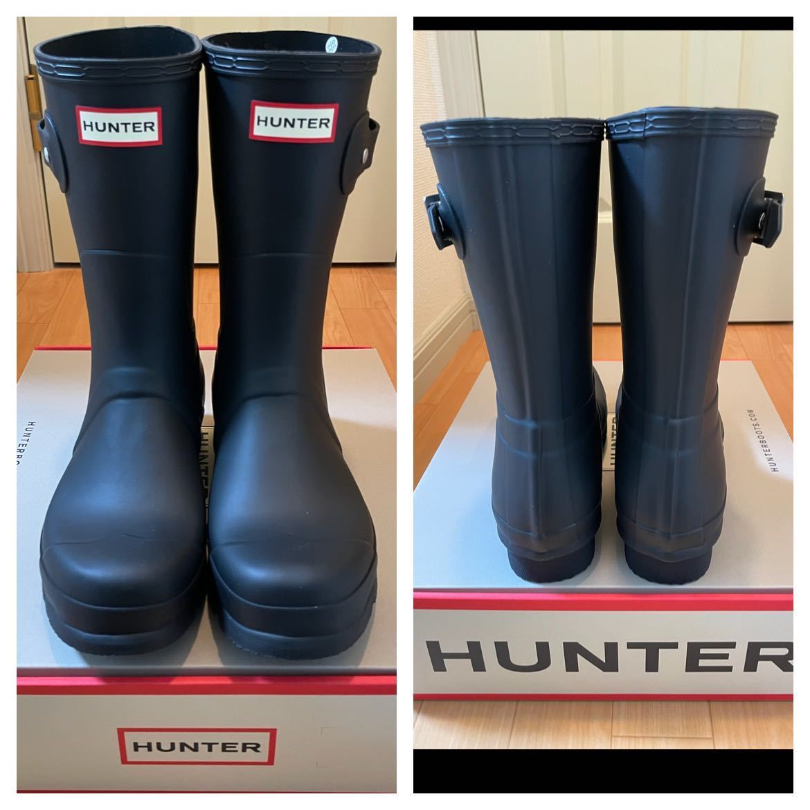 27cm HUNTER MENS ORIGINAL SHORT BLACK Hunter men's original Short rain boots boots black black UK8 US9 EU42 MFS9000RMA