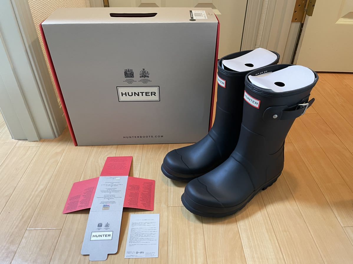 27cm HUNTER MENS ORIGINAL SHORT BLACK Hunter men's original Short rain boots boots black black UK8 US9 EU42 MFS9000RMA