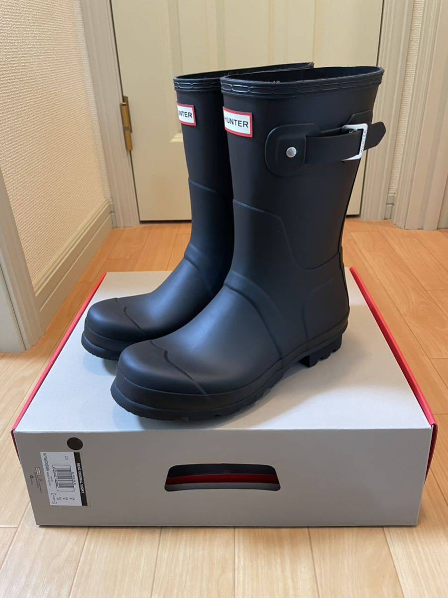 27cm HUNTER MENS ORIGINAL SHORT BLACK Hunter men's original Short rain boots boots black black UK8 US9 EU42 MFS9000RMA