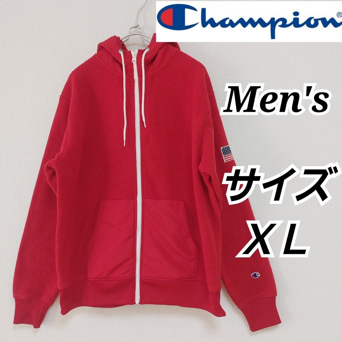 Champion】POLARTECアメリカ国旗フリースパーカー/メンズXL チャンピオン