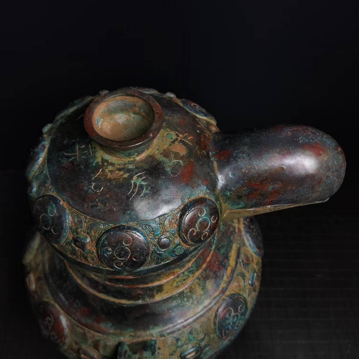 ◆旧蔵◆古美術 中国古玩 西周時期　古銅製　青銅器　銘文鳥嘴壷　置物 擺件　古賞物 時代物 AT17_画像8