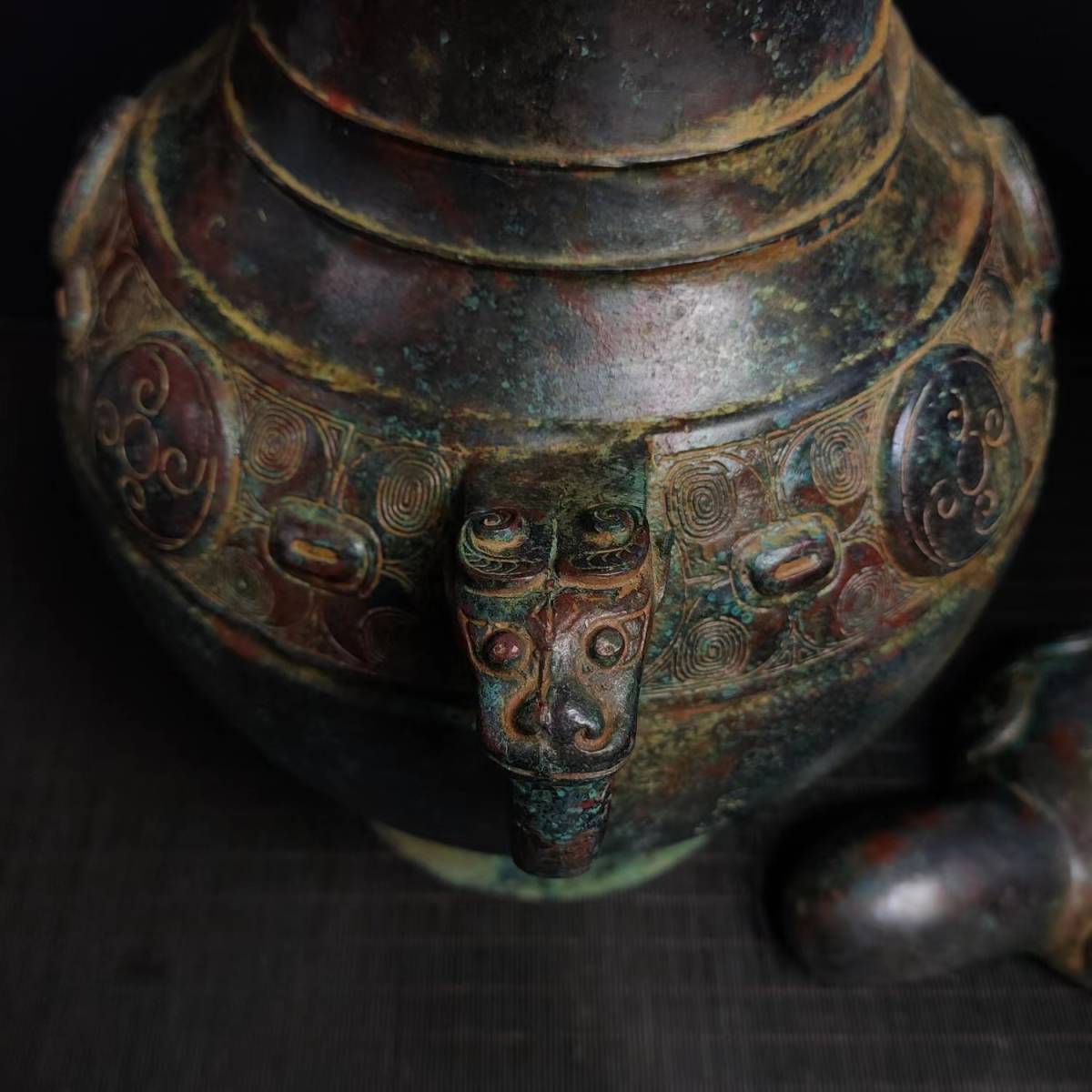 ◆旧蔵◆古美術 中国古玩 西周時期　古銅製　青銅器　銘文鳥嘴壷　置物 擺件　古賞物 時代物 AT17_画像7
