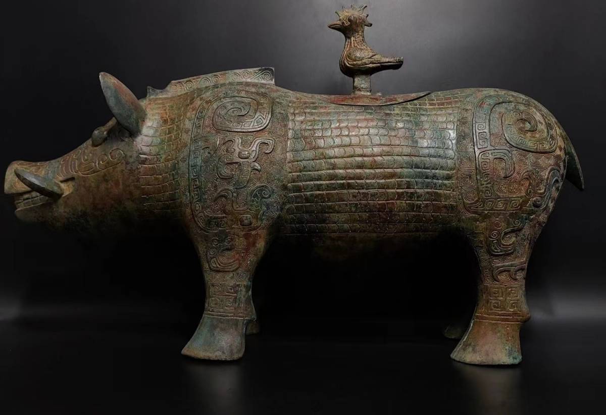 ヤフオク! - 旧蔵 古美術 中国古玩 西周時期 古銅製 青銅器 銘文猪